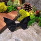 Bat bow propped against wood on stone background surrounded by foliage 