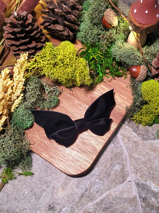 Bat bow on wood and stone background surrounded by foliage 