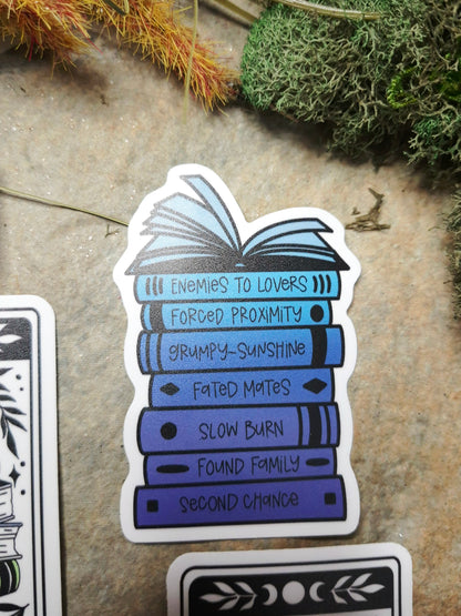 Clean bookstack sticker on stone background