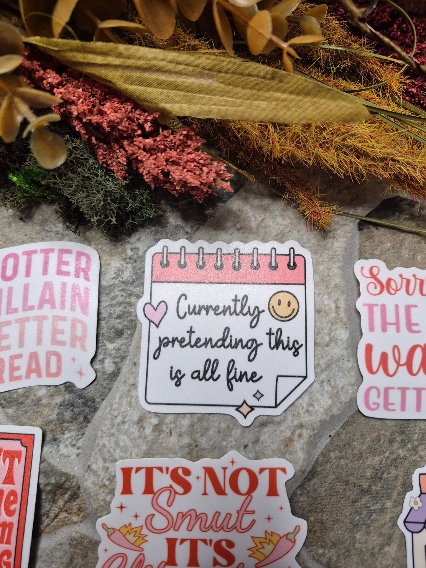 pretending this is fine sticker on stone background 