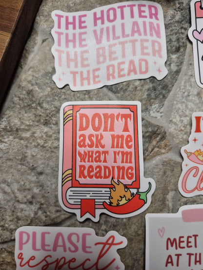 dont ask me what im reading sticker on stone background 