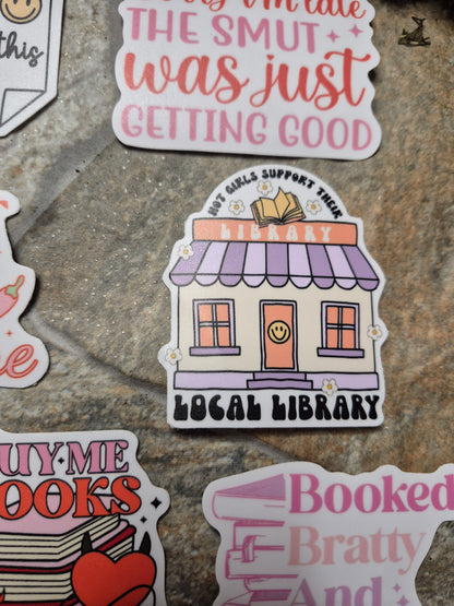 support local library sticker on stone background 