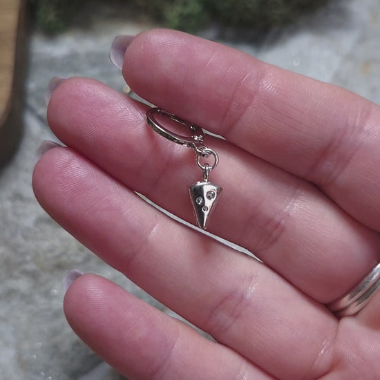 video of Silver cheese wedge earrings 