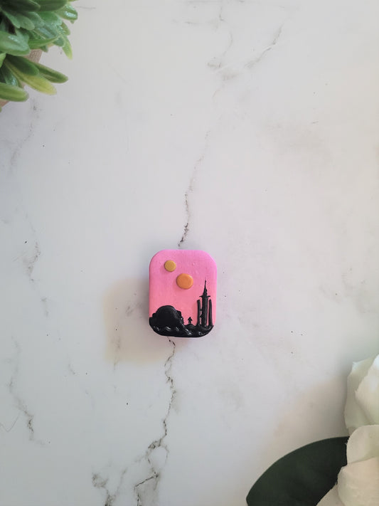 Rectangle Brooch with a sunset landscape