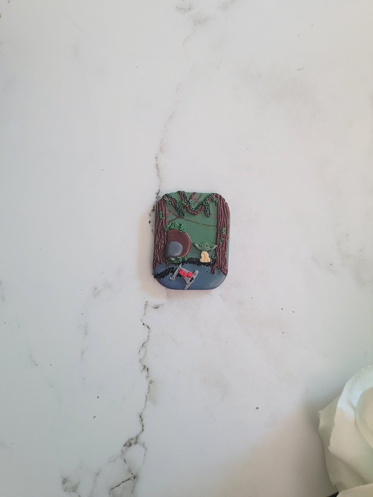 Rectangle Brooch with a swamp landscape