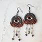 close up of All seeing eye earrings in dark skin tones